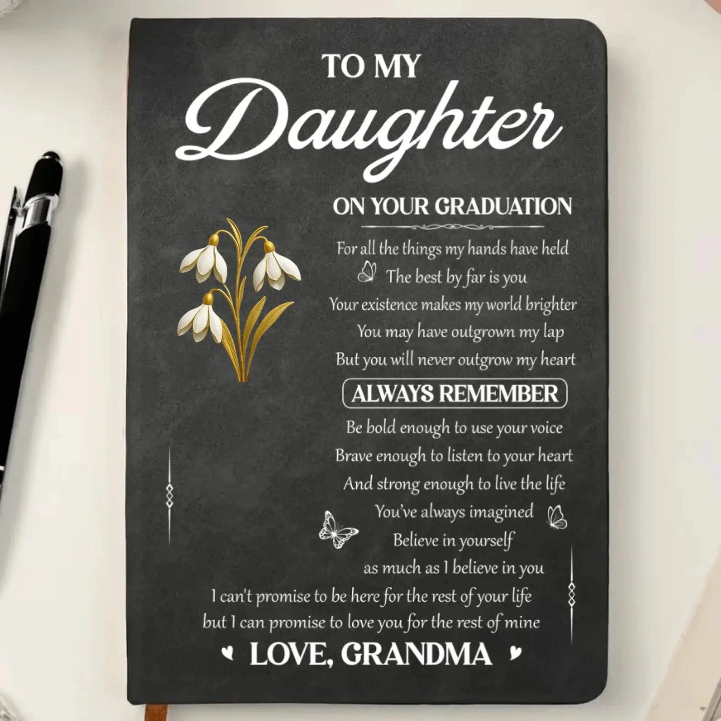 To My Granddaughter Always Remember Inspirational Floral Quote - Personalized Leather Journal - Gift for Granddaughter from Grandma, Teen Girls, Women  Ezcustomize