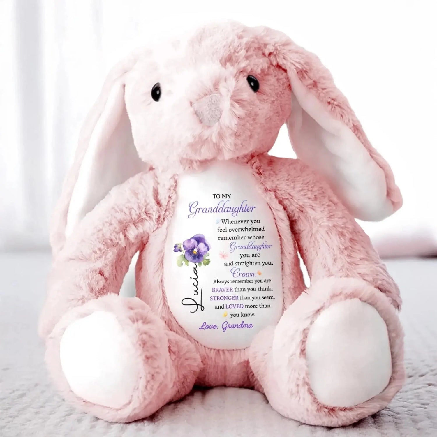 To My Granddaughter/Grandson, Whenever You Feel Overwhelmed - Personalized Stuffed Bunny - Gift For Kids  Ezcustomize