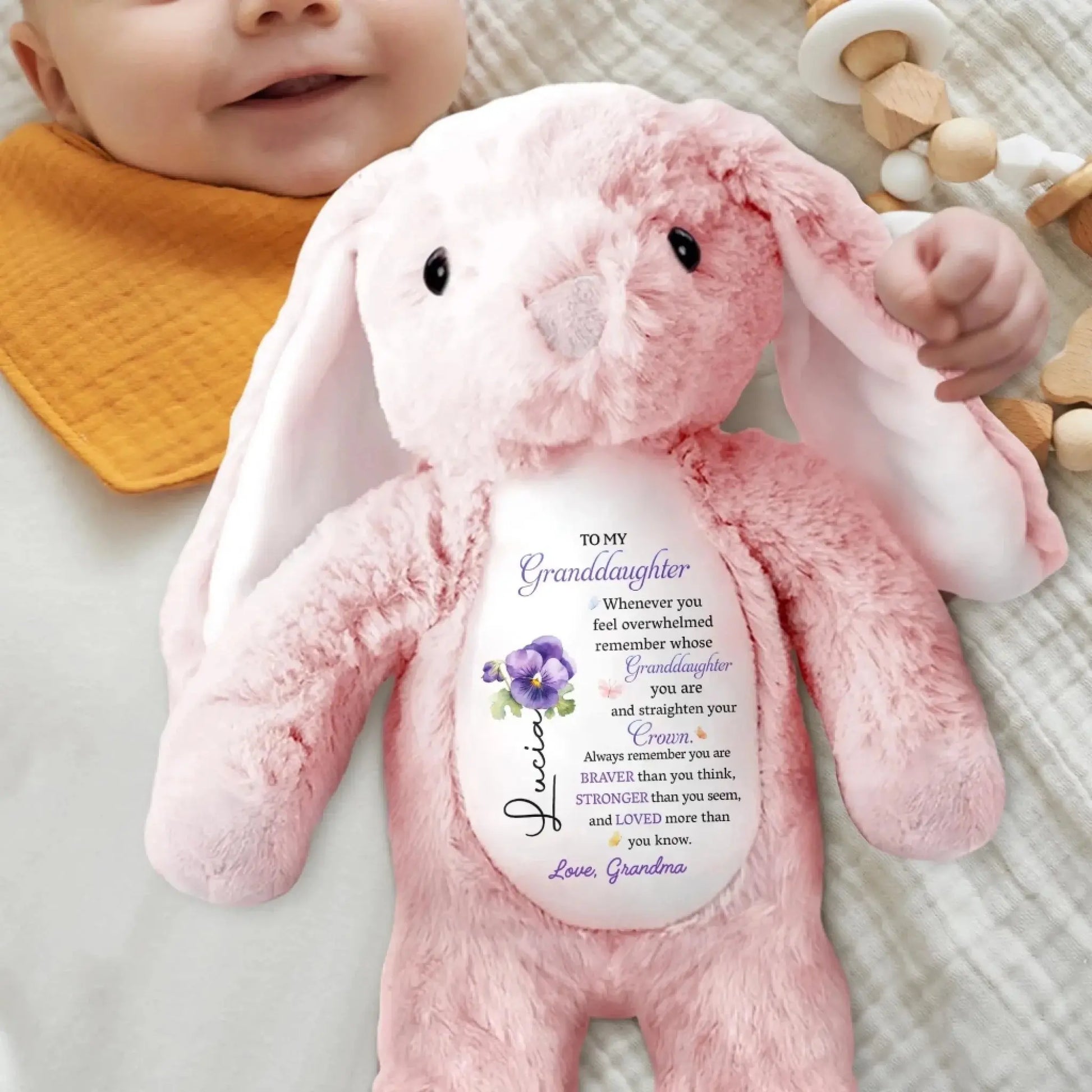 To My Granddaughter/Grandson, Whenever You Feel Overwhelmed - Personalized Stuffed Bunny - Gift For Kids  Ezcustomize