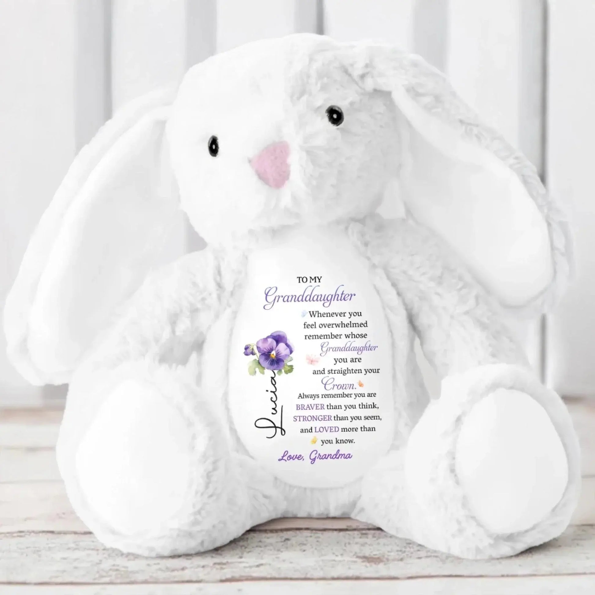 To My Granddaughter/Grandson, Whenever You Feel Overwhelmed - Personalized Stuffed Bunny - Gift For Kids  Ezcustomize