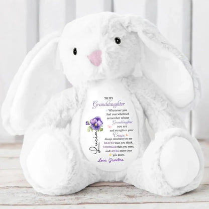 To My Granddaughter/Grandson, Whenever You Feel Overwhelmed - Personalized Stuffed Bunny - Gift For Kids  Ezcustomize