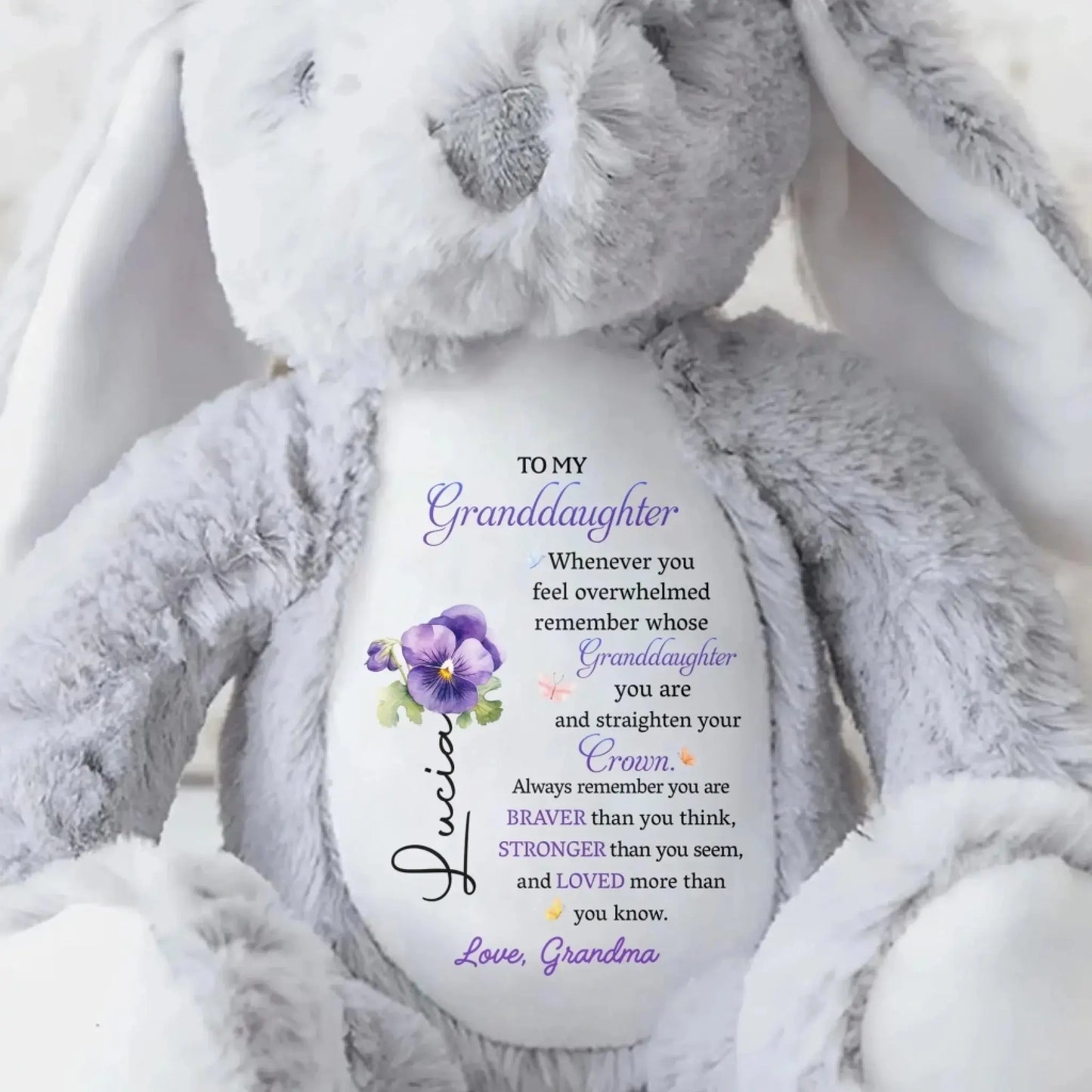 To My Granddaughter/Grandson, Whenever You Feel Overwhelmed - Personalized Stuffed Bunny - Gift For Kids  Ezcustomize