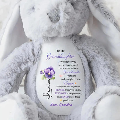 To My Granddaughter/Grandson, Whenever You Feel Overwhelmed - Personalized Stuffed Bunny - Gift For Kids  Ezcustomize