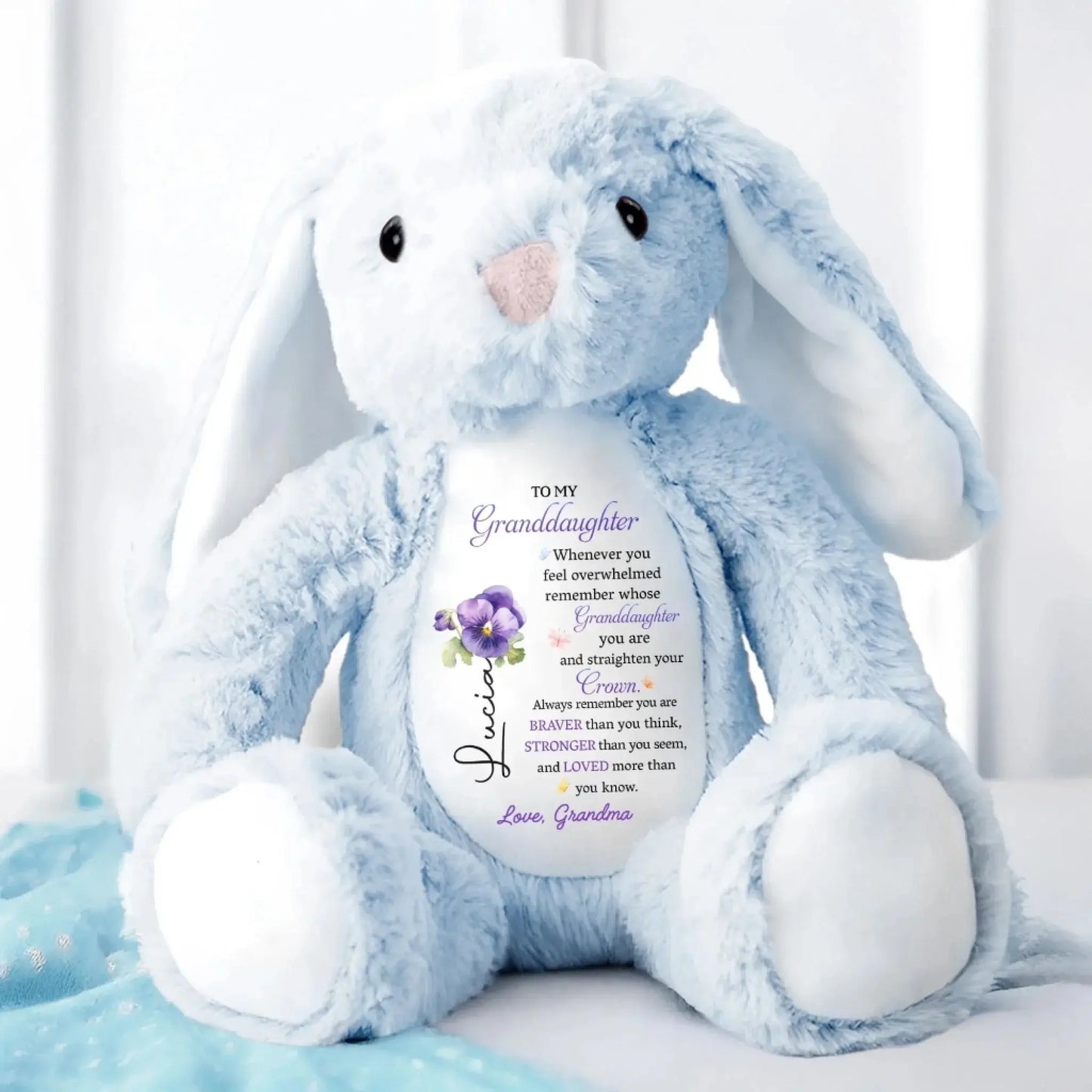 To My Granddaughter/Grandson, Whenever You Feel Overwhelmed - Personalized Stuffed Bunny - Gift For Kids  Ezcustomize
