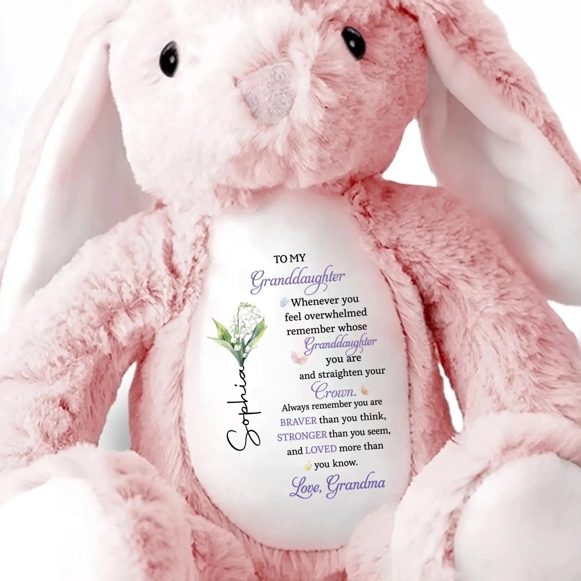 To My Granddaughter/Grandson, Whenever You Feel Overwhelmed - Personalized Stuffed Bunny - Gift For Kids  Ezcustomize