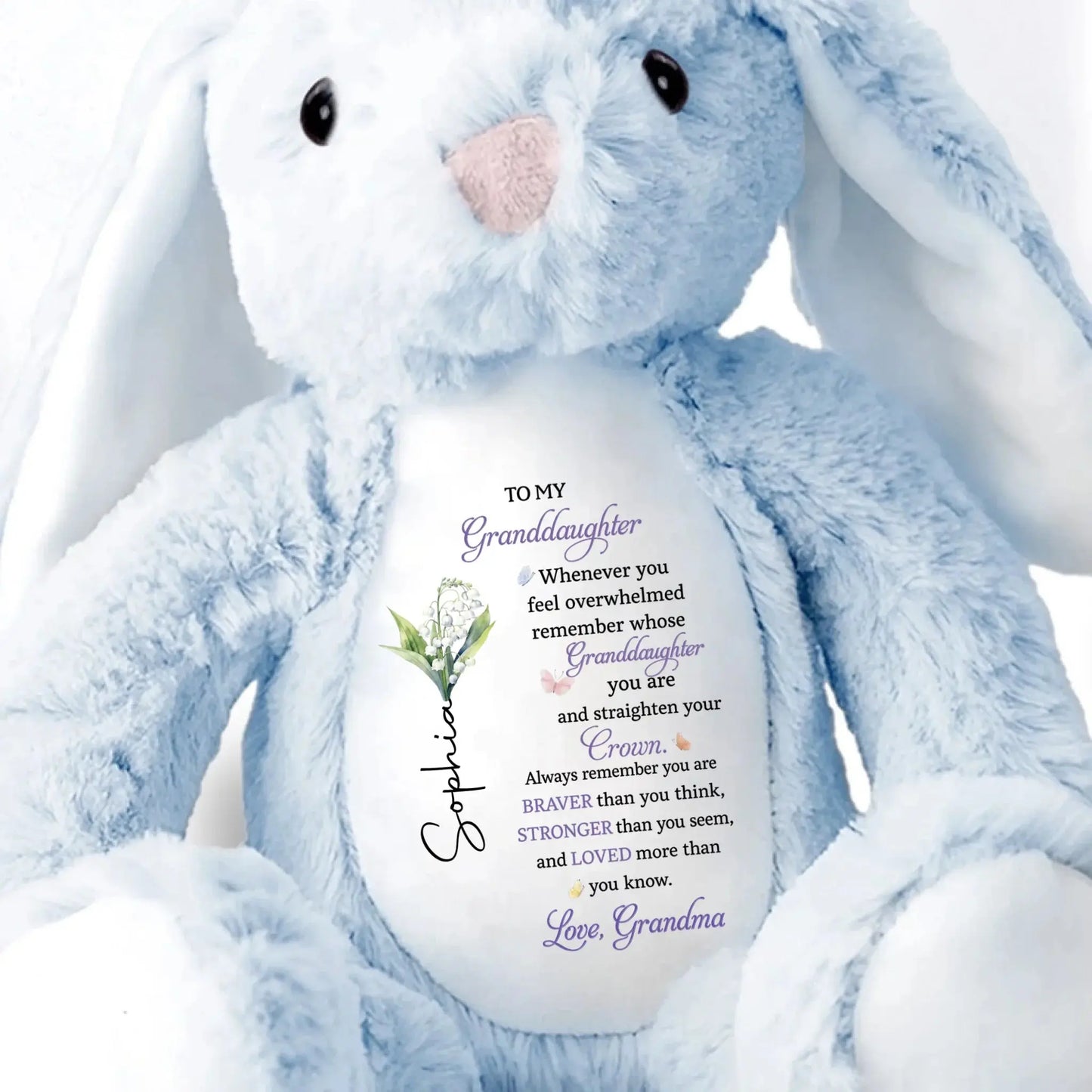 To My Granddaughter/Grandson, Whenever You Feel Overwhelmed - Personalized Stuffed Bunny - Gift For Kids  Ezcustomize
