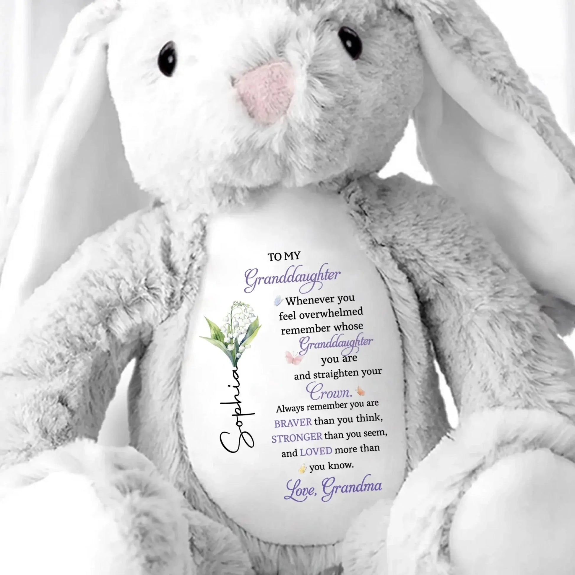 To My Granddaughter/Grandson, Whenever You Feel Overwhelmed - Personalized Stuffed Bunny - Gift For Kids  Ezcustomize