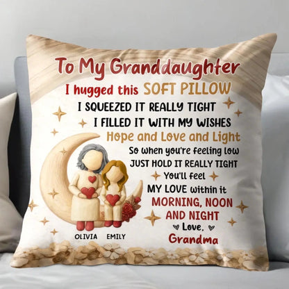 To My Granddaughter Hope and Love and Light - Personalized Custom Moon and Stars Pillow  Ezcustomize