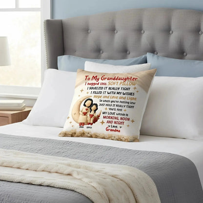 To My Granddaughter Hope and Love and Light - Personalized Custom Moon and Stars Pillow  Ezcustomize