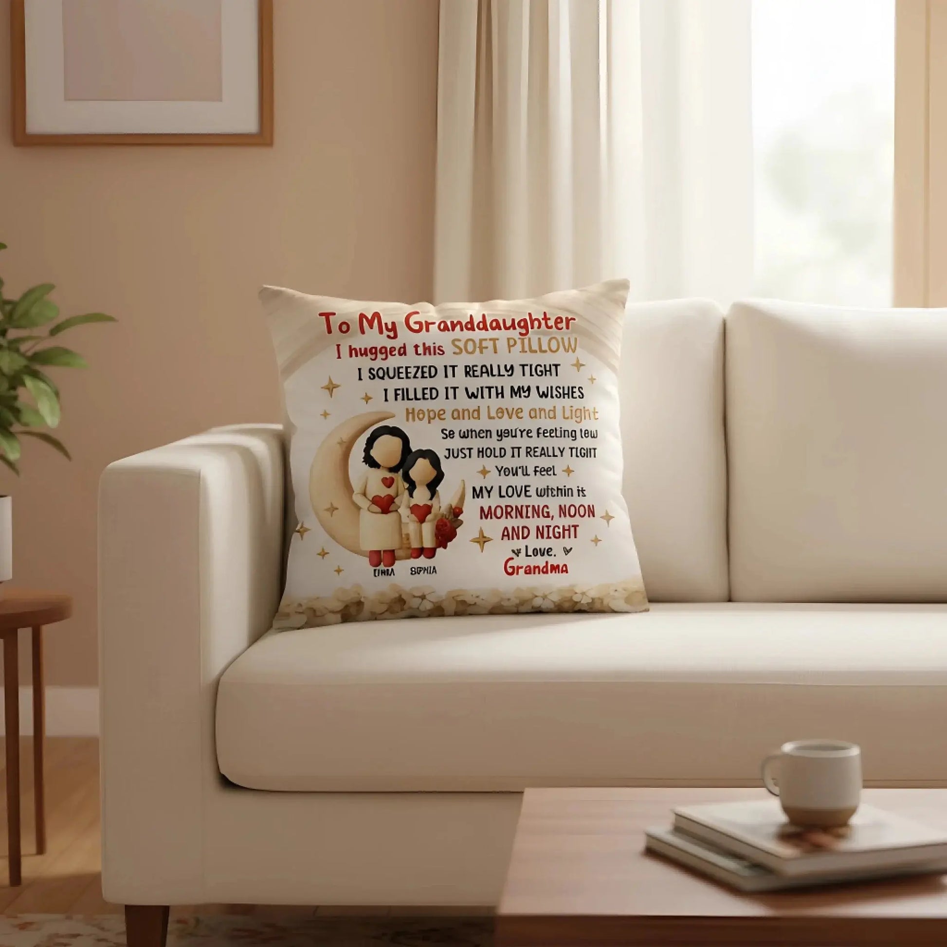 To My Granddaughter Hope and Love and Light - Personalized Custom Moon and Stars Pillow  Ezcustomize