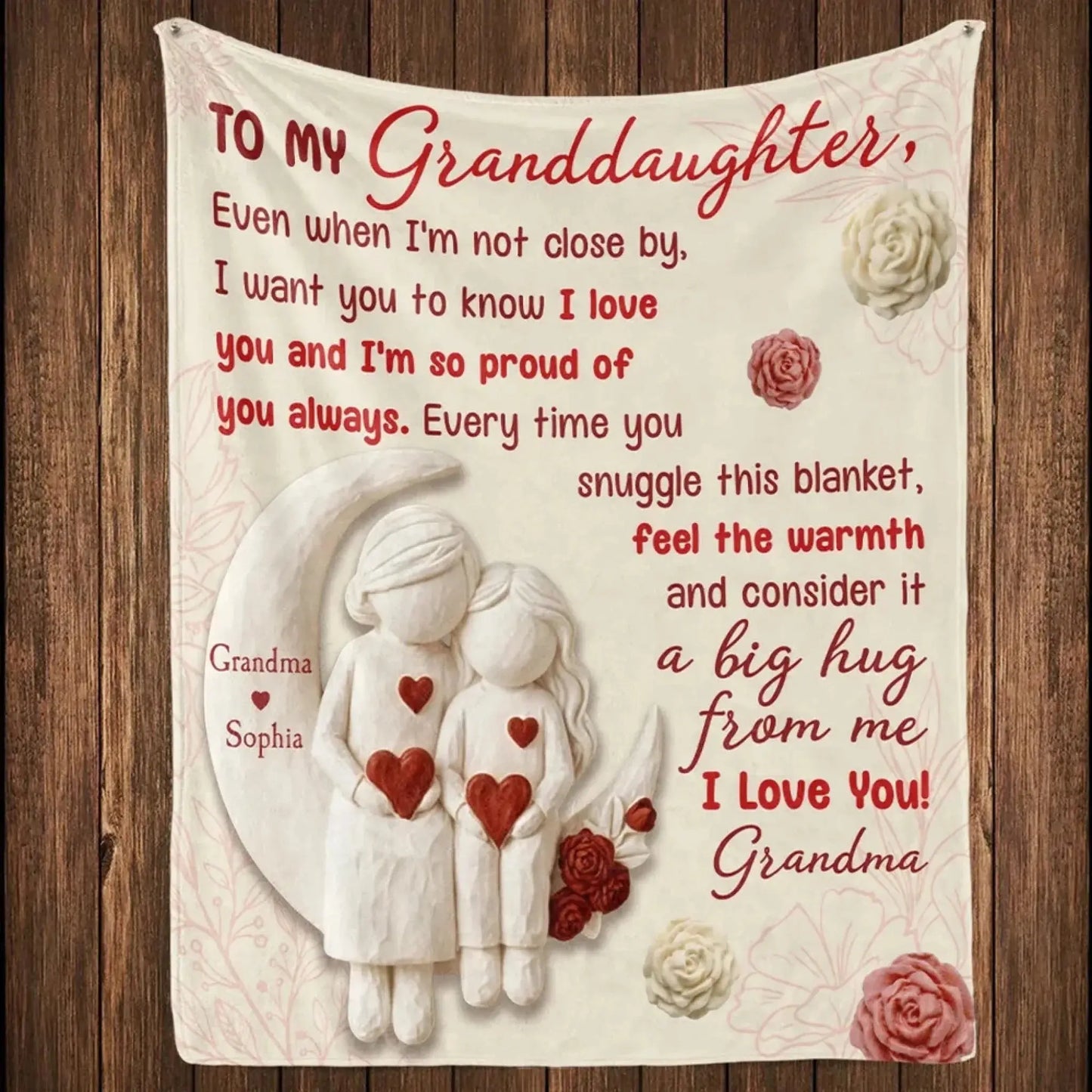 To My Granddaughter Love Message – Personalized Custom Fleece Blanket with Cute Figurine Art – Heartfelt Birthday & Christmas Keepsake Gift for Granddaughter  Ezcustomize