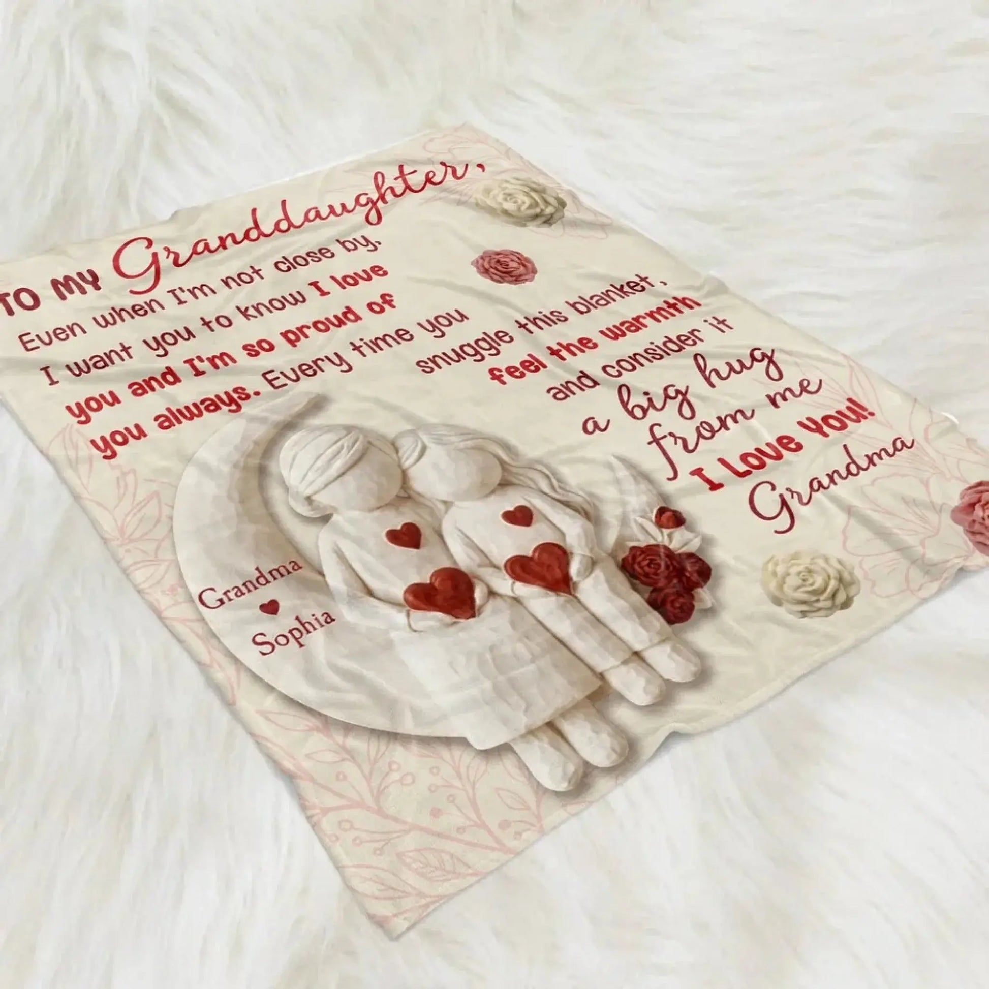 To My Granddaughter Love Message – Personalized Custom Fleece Blanket with Cute Figurine Art – Heartfelt Birthday & Christmas Keepsake Gift for Granddaughter  Ezcustomize