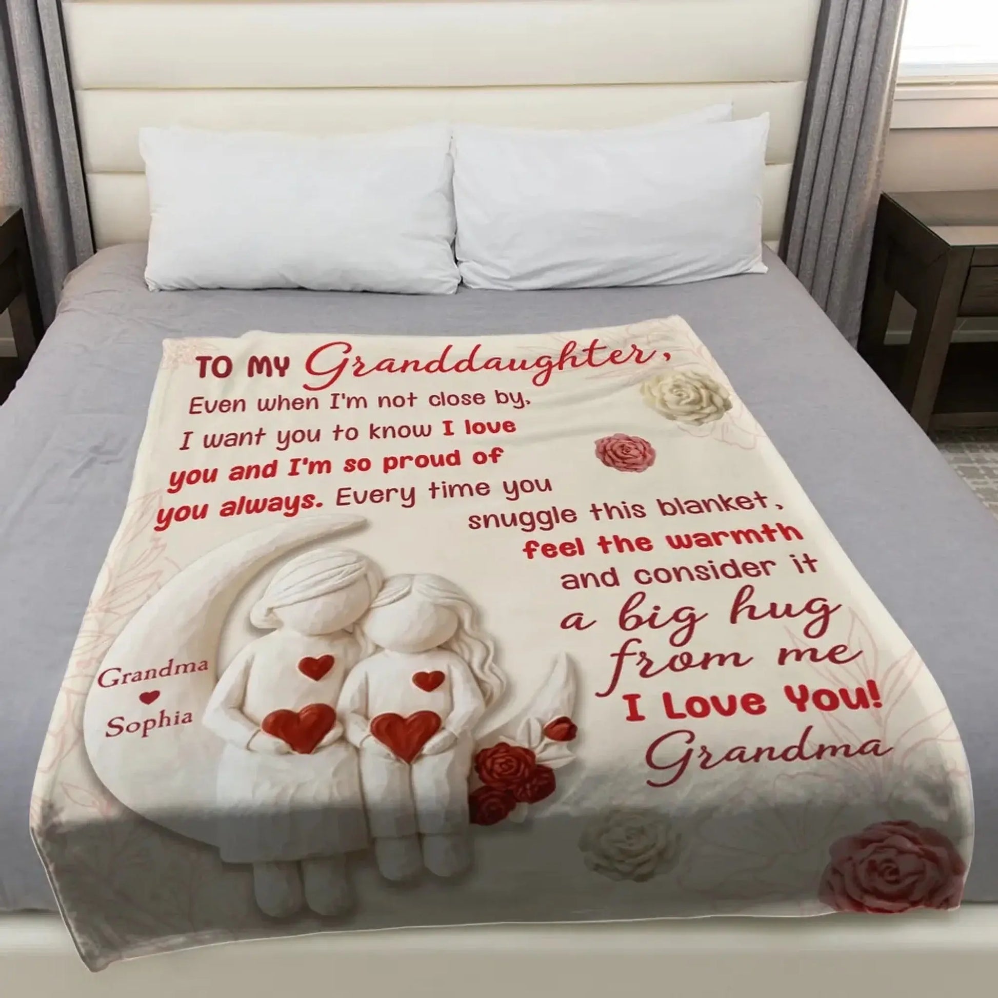 To My Granddaughter Love Message – Personalized Custom Fleece Blanket with Cute Figurine Art – Heartfelt Birthday & Christmas Keepsake Gift for Granddaughter  Ezcustomize