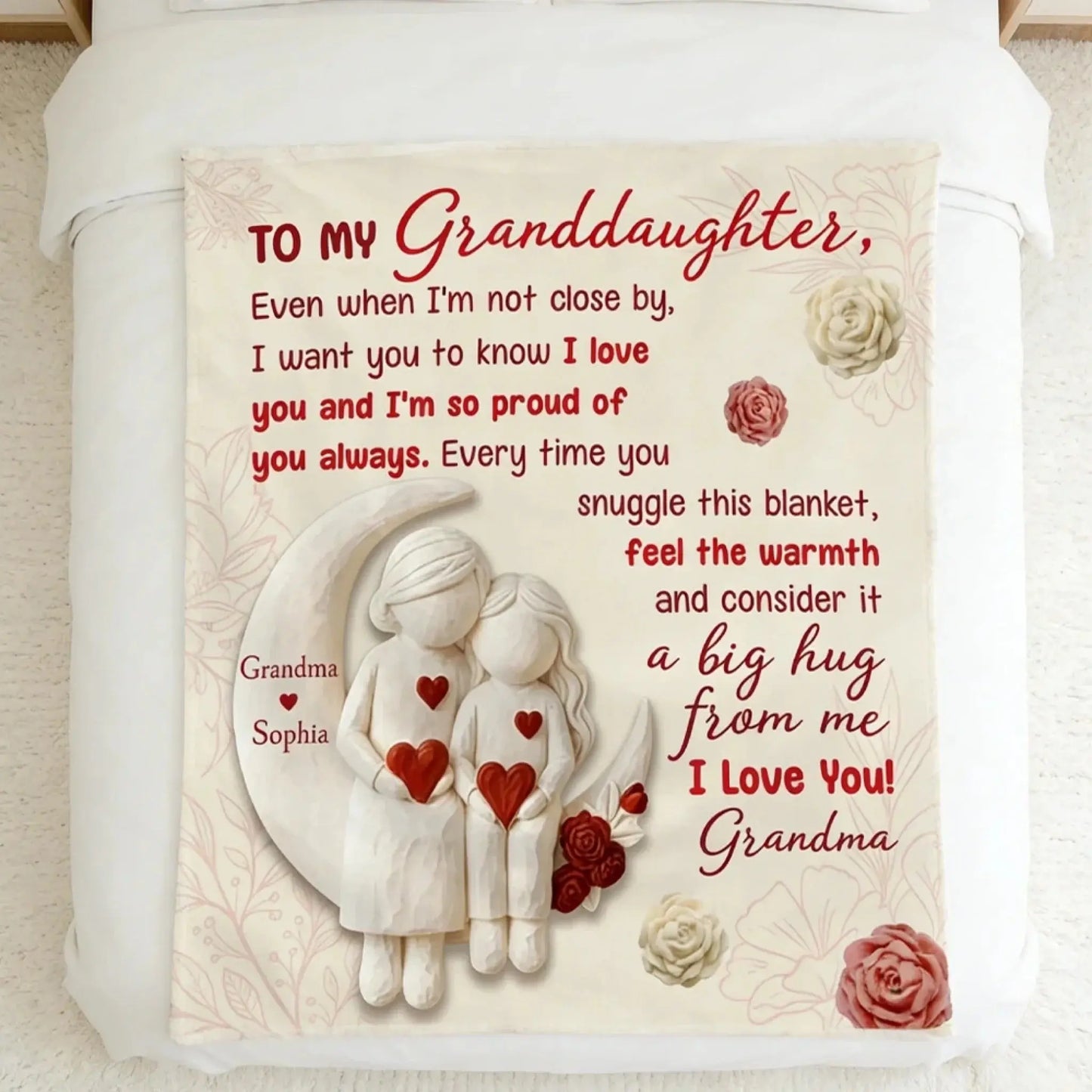 To My Granddaughter Love Message – Personalized Custom Fleece Blanket with Cute Figurine Art – Heartfelt Birthday & Christmas Keepsake Gift for Granddaughter  Ezcustomize