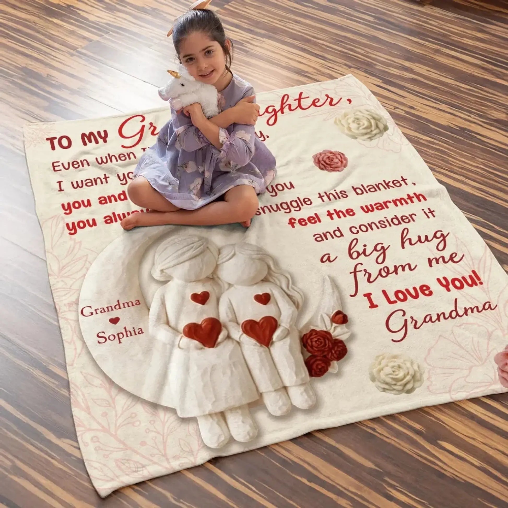To My Granddaughter Love Message – Personalized Custom Fleece Blanket with Cute Figurine Art – Heartfelt Birthday & Christmas Keepsake Gift for Granddaughter  Ezcustomize