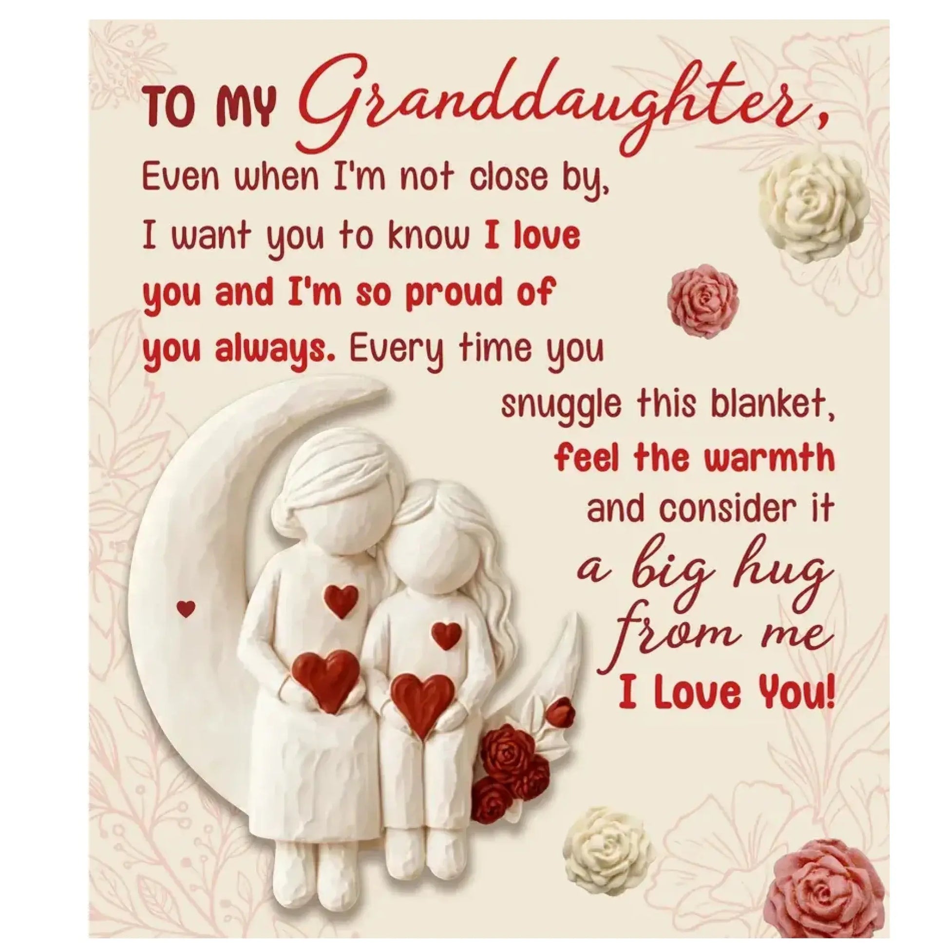 To My Granddaughter Love Message – Personalized Custom Fleece Blanket with Cute Figurine Art – Heartfelt Birthday & Christmas Keepsake Gift for Granddaughter  Ezcustomize