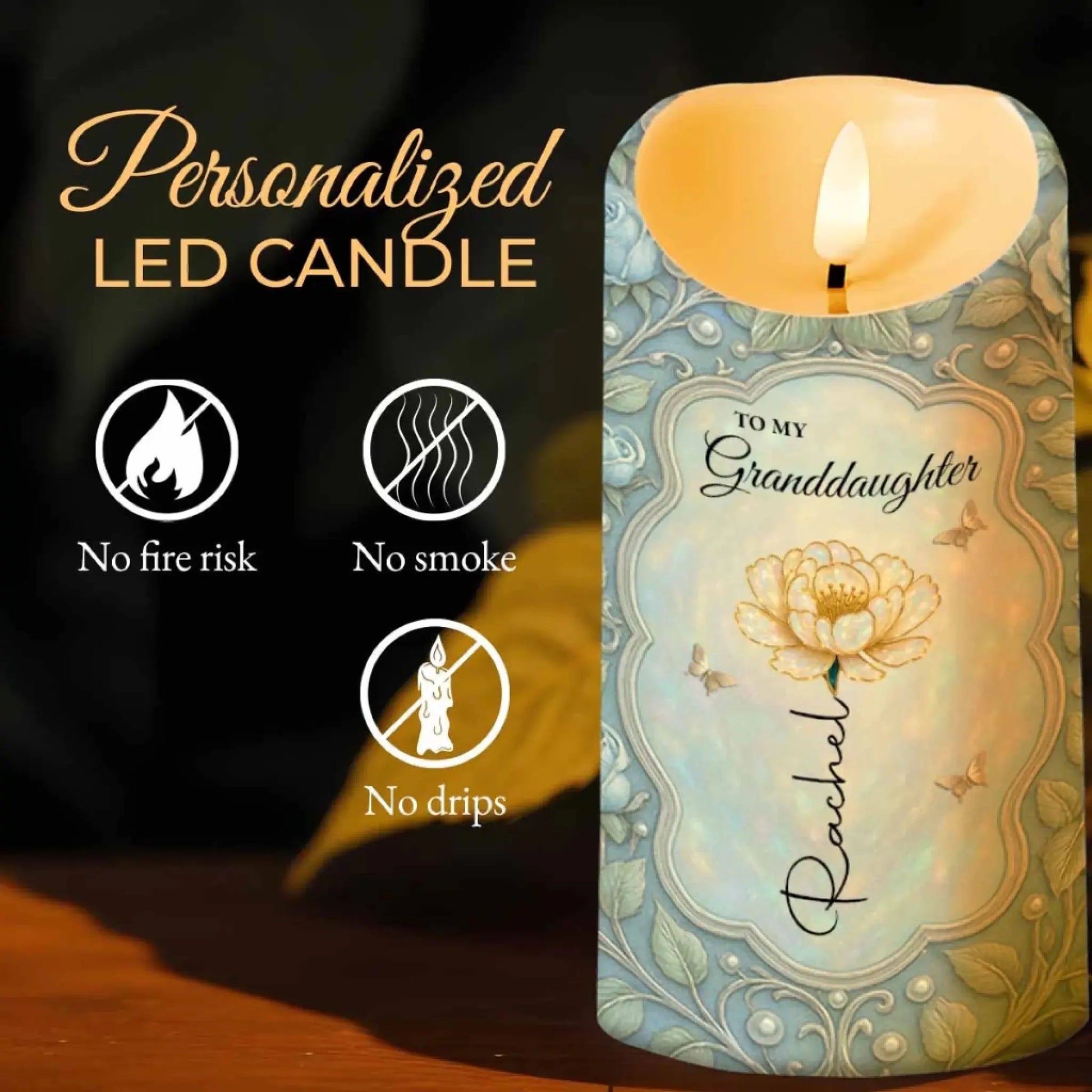 To My Granddaughter Love and Encouragement Rose & Butterflies – Personalized LED Candle Light – Gift for Granddaughter  Ezcustomize