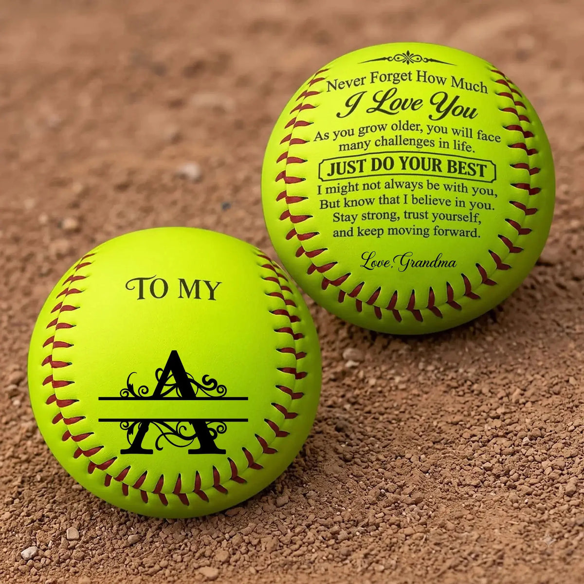 To My Granddaughter Never Forget How Much I Love You – Personalized Custom Softball – Birthday & Christmas Gift for Granddaughter from Grandma or Grandpa