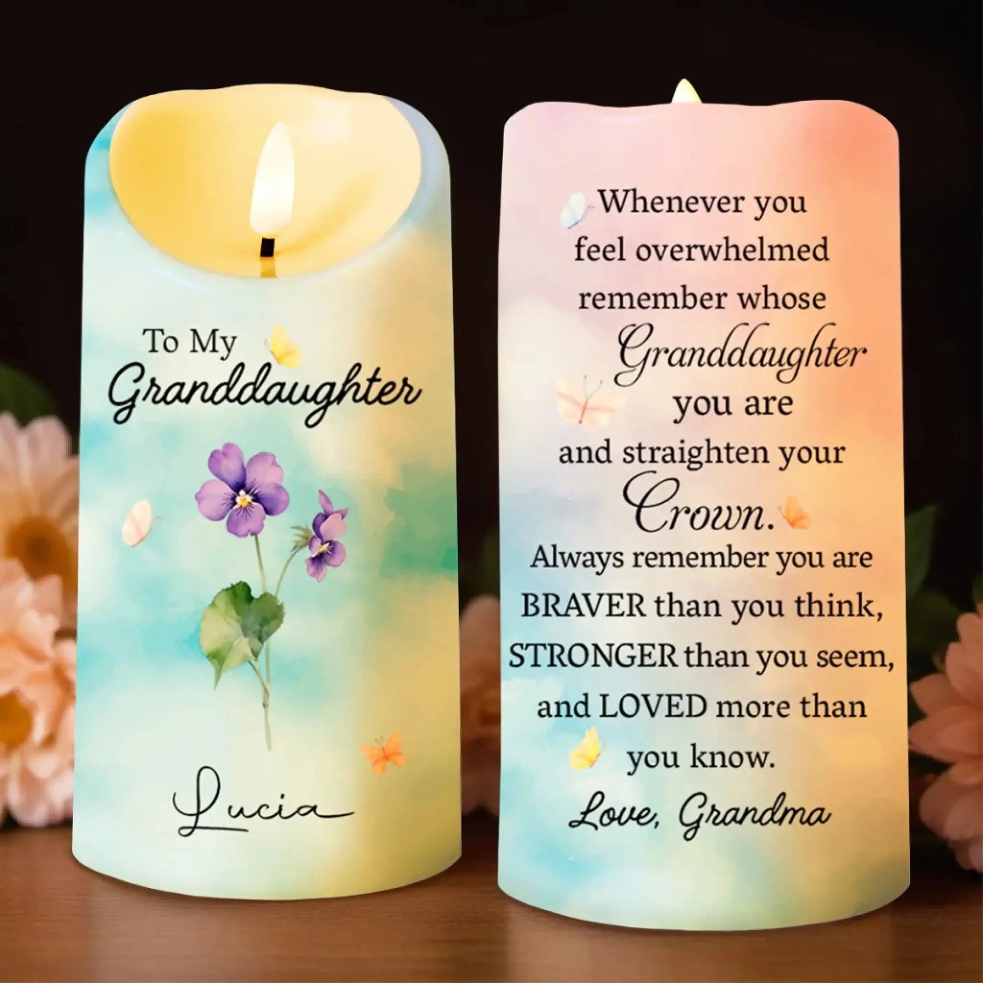 To My Granddaughter - Personalized Custom LED Candle - Gift For Granddaughters  Ezcustomize