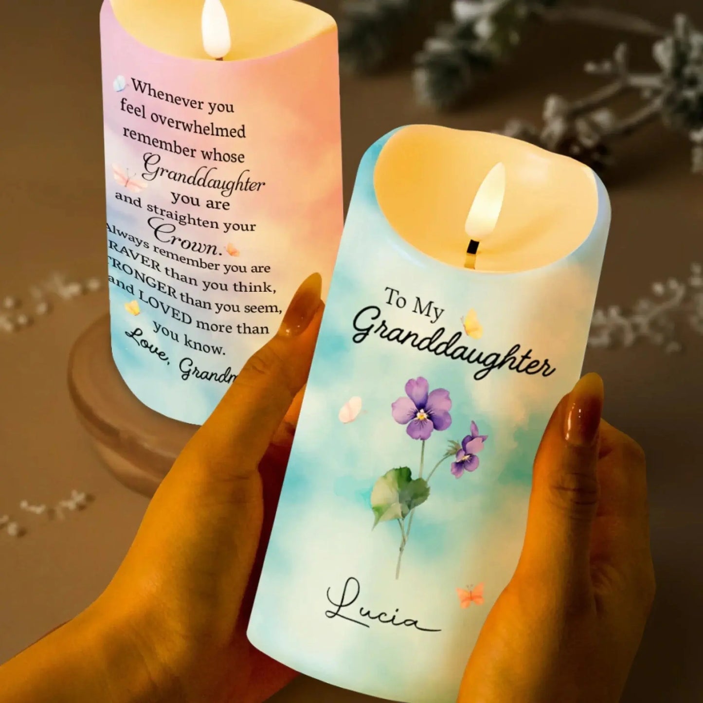 To My Granddaughter - Personalized Custom LED Candle - Gift For Granddaughters  Ezcustomize