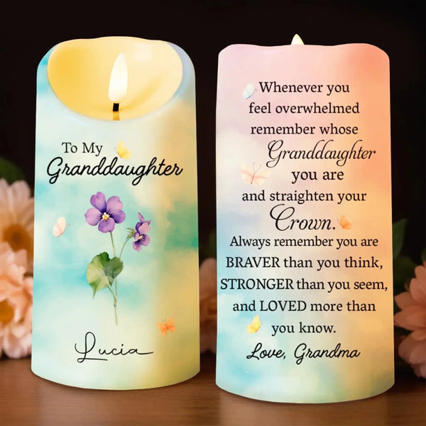 To My Granddaughter - Personalized Custom LED Candle - Gift For Granddaughters