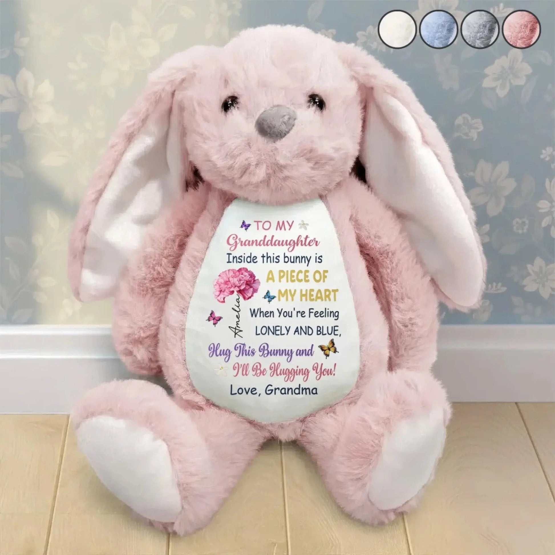 To My Grandkid Hug This Bunny – Personalized Bunny Plush Stuffed Animal – Sweet Birthday, Easter & Keepsake Gift for Grandkids  Ezcustomize