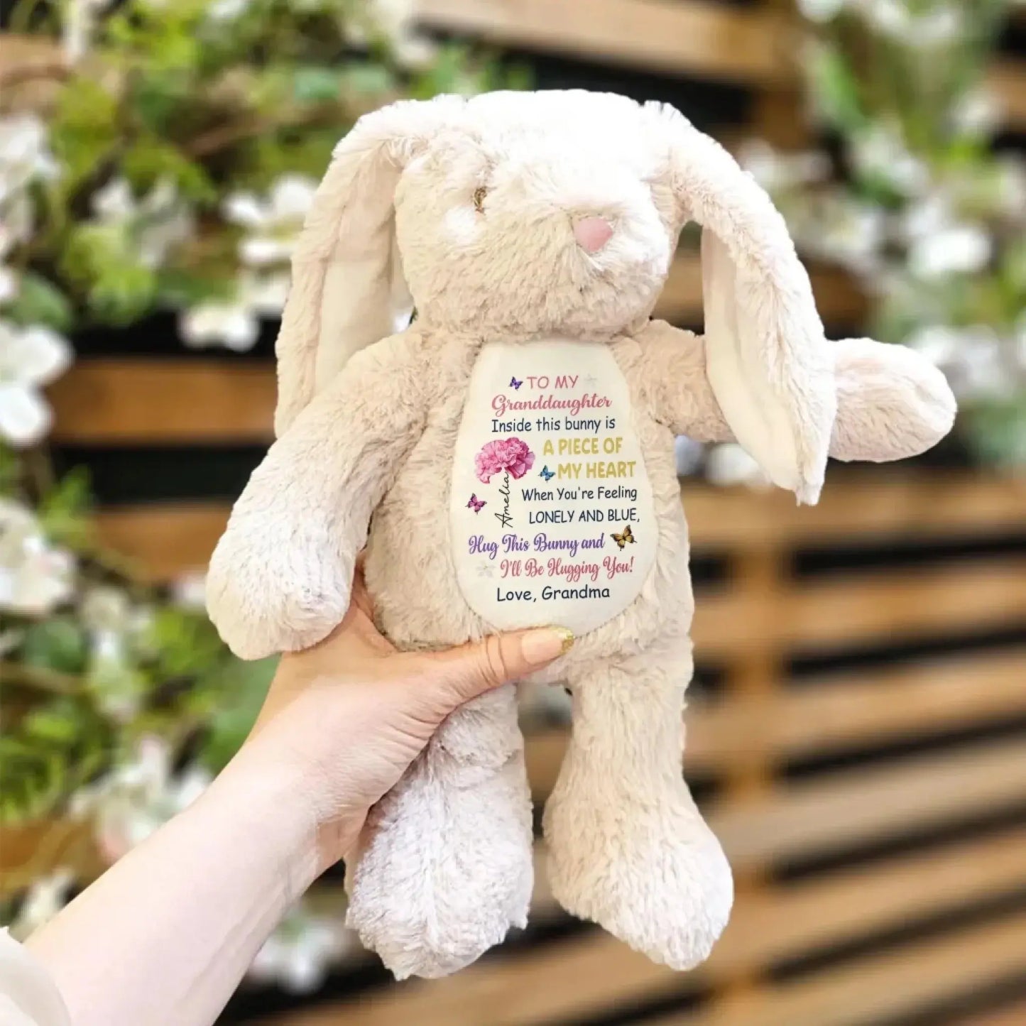 To My Grandkid Hug This Bunny – Personalized Bunny Plush Stuffed Animal – Sweet Birthday, Easter & Keepsake Gift for Grandkids  Ezcustomize