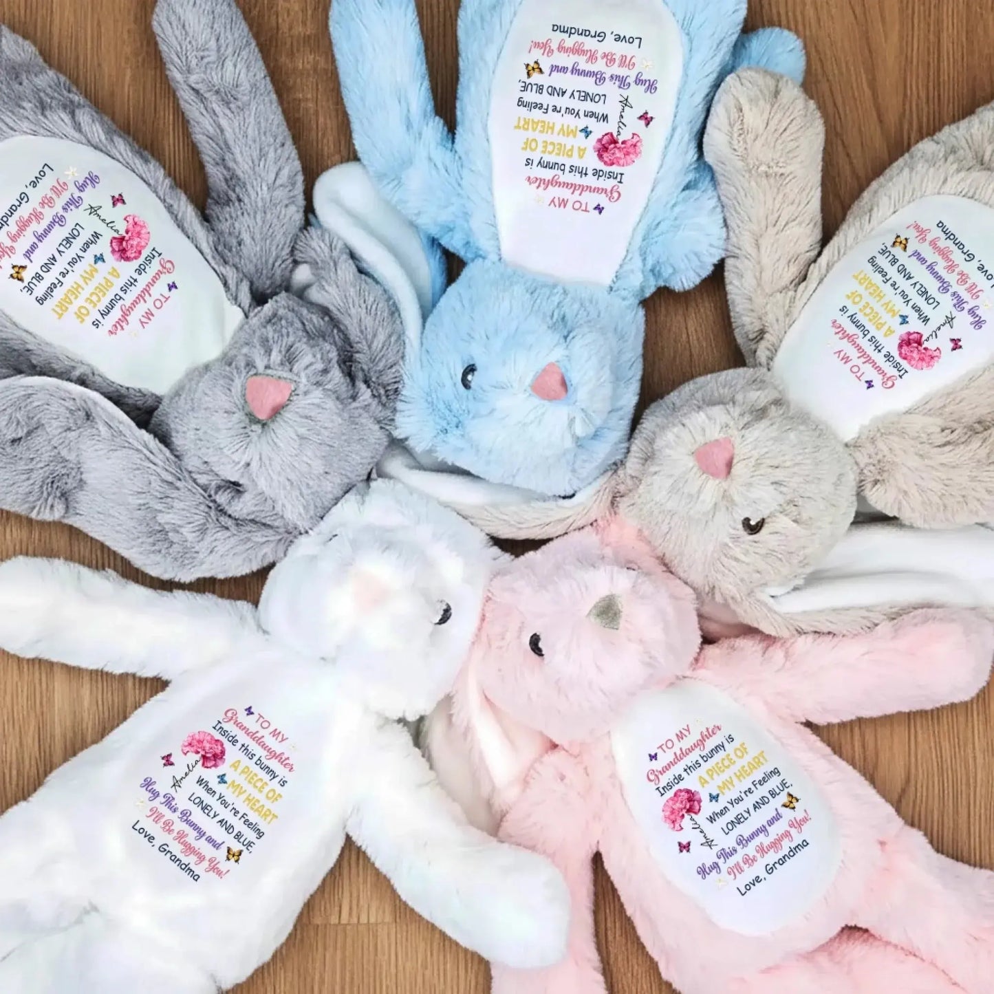 To My Grandkid Hug This Bunny – Personalized Bunny Plush Stuffed Animal – Sweet Birthday, Easter & Keepsake Gift for Grandkids  Ezcustomize
