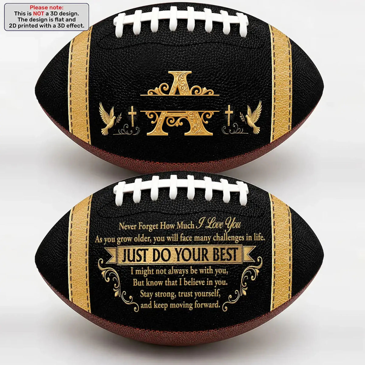 To My Grandson Football – Personalized Custom Football with Name – Inspirational Birthday & Christmas Gift for Grandson from Grandma or Grandpa