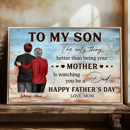 To My Son From Mom – Personalized Poster/Canvas Gift – Heartfelt Father’s Day Gift for Son  Ezcustomize
