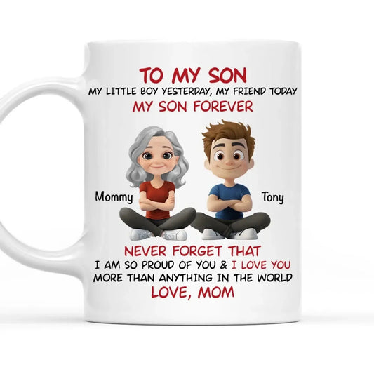 To My Son Personalized Coffee Mug – Custom Mom and Son Gift with Names and Quote  Ezcustomize