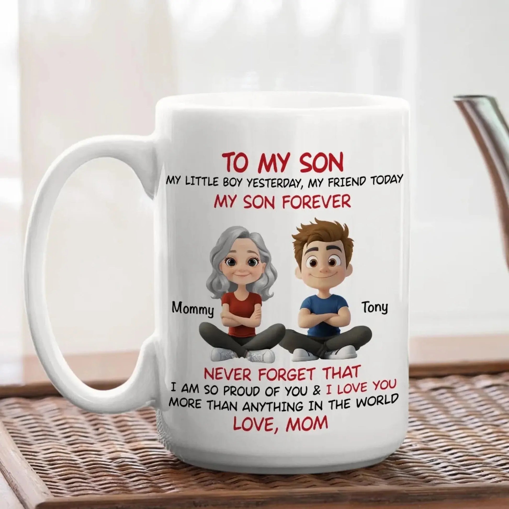 To My Son Personalized Coffee Mug – Custom Mom and Son Gift with Names and Quote  Ezcustomize