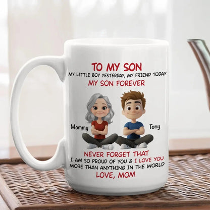 To My Son Personalized Coffee Mug – Custom Mom and Son Gift with Names and Quote  Ezcustomize