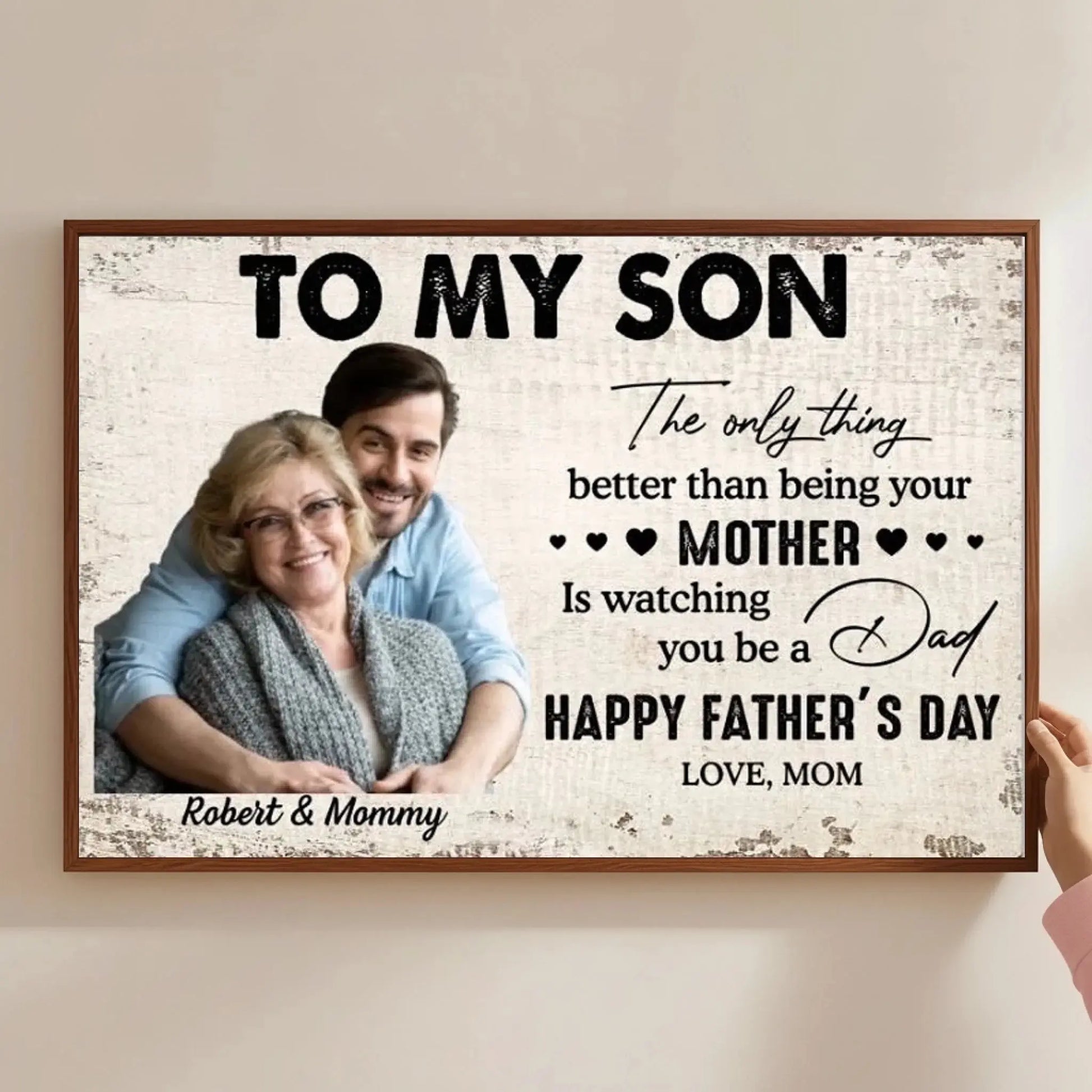 To My Son with Custom Photo – Personalized Poster/Canvas – Heartfelt Father’s Day & Birthday Gift from Mom for Son  Ezcustomize