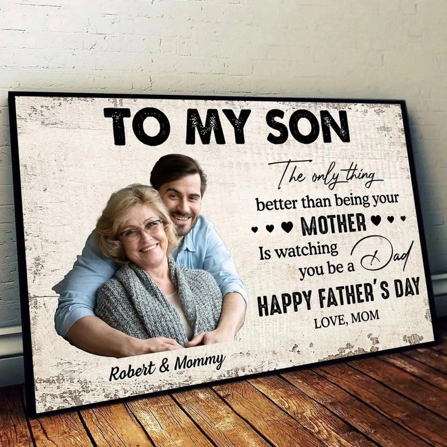 To My Son with Custom Photo – Personalized Poster/Canvas – Heartfelt Father’s Day & Birthday Gift from Mom for Son  Ezcustomize