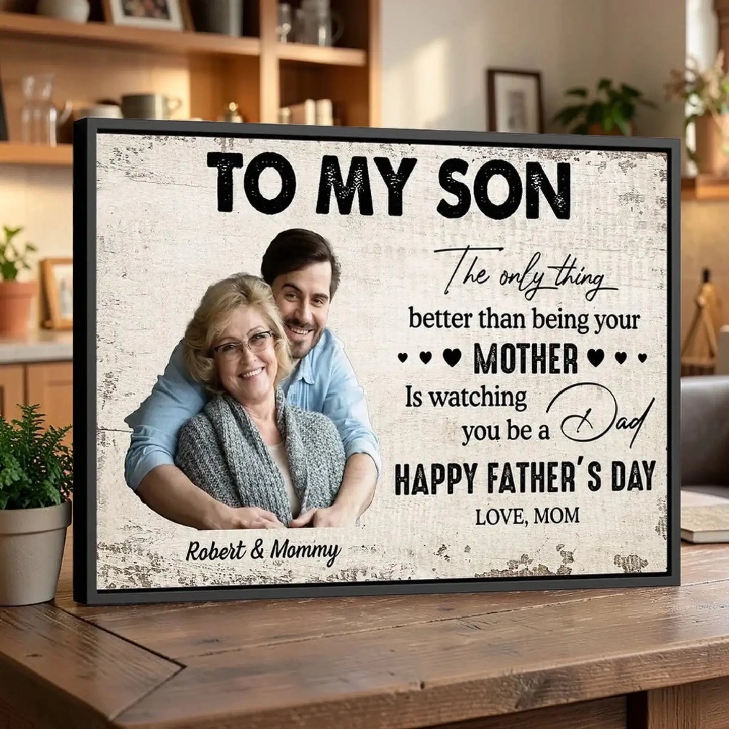 To My Son with Custom Photo – Personalized Poster/Canvas – Heartfelt Father’s Day & Birthday Gift from Mom for Son  Ezcustomize