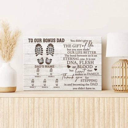 "To Our Bonus Dad" - Personalized Poster/Canvas Print with Custom Name & Number Clipart  Ezcustomize