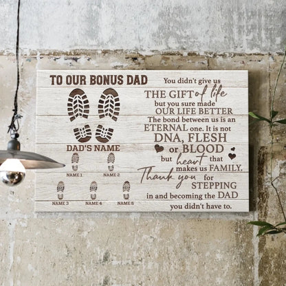 "To Our Bonus Dad" - Personalized Poster/Canvas Print with Custom Name & Number Clipart  Ezcustomize