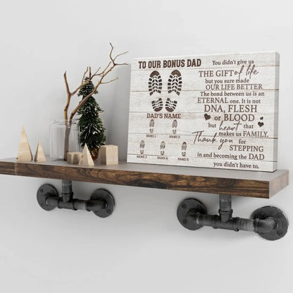 "To Our Bonus Dad" - Personalized Poster/Canvas Print with Custom Name & Number Clipart  Ezcustomize