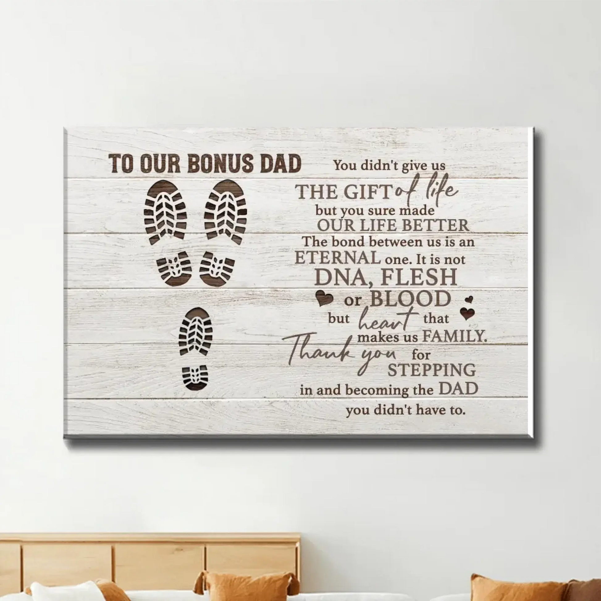 "To Our Bonus Dad" - Personalized Poster/Canvas Print with Custom Name & Number Clipart  Ezcustomize