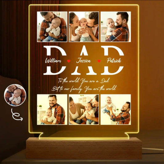 To The World You Are A Dad Custom LED Light – Personalized Acrylic Photo Lamp with Kids’ Names, Gift for Dad on Father’s Day or Birthday  Ezcustomize