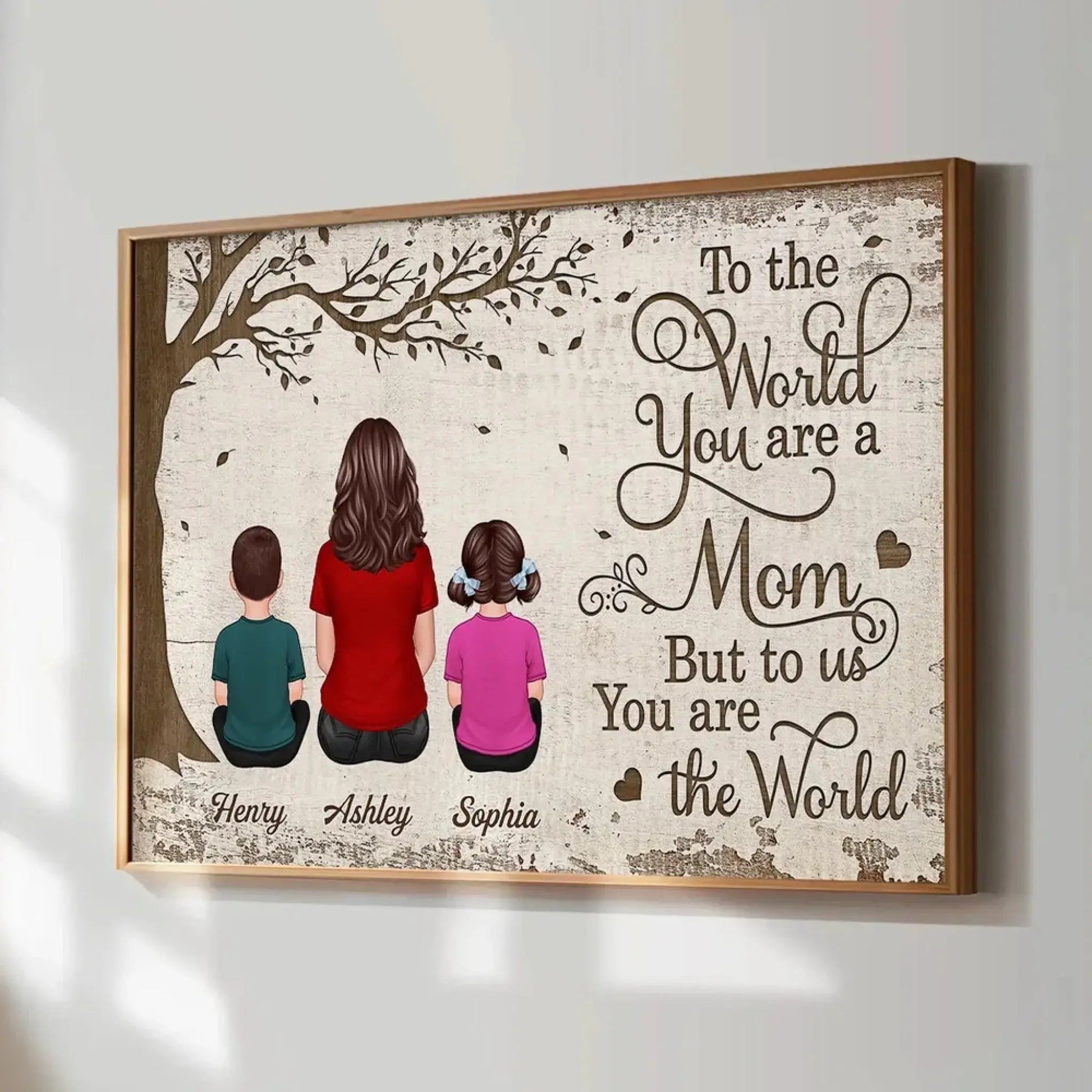 To Us You Are the World Mom & Pets Art – Personalized Poster/Canvas – Heartfelt Birthday or Just Because Gift for Mom  Ezcustomize