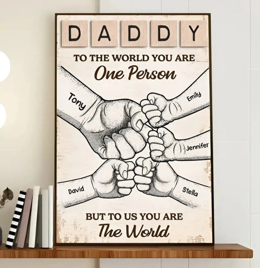 "To Us, You Are the World" Custom Poster/Canvas - Unique Gift for Dad & Grandpa with Fist Bump Design  Ezcustomize