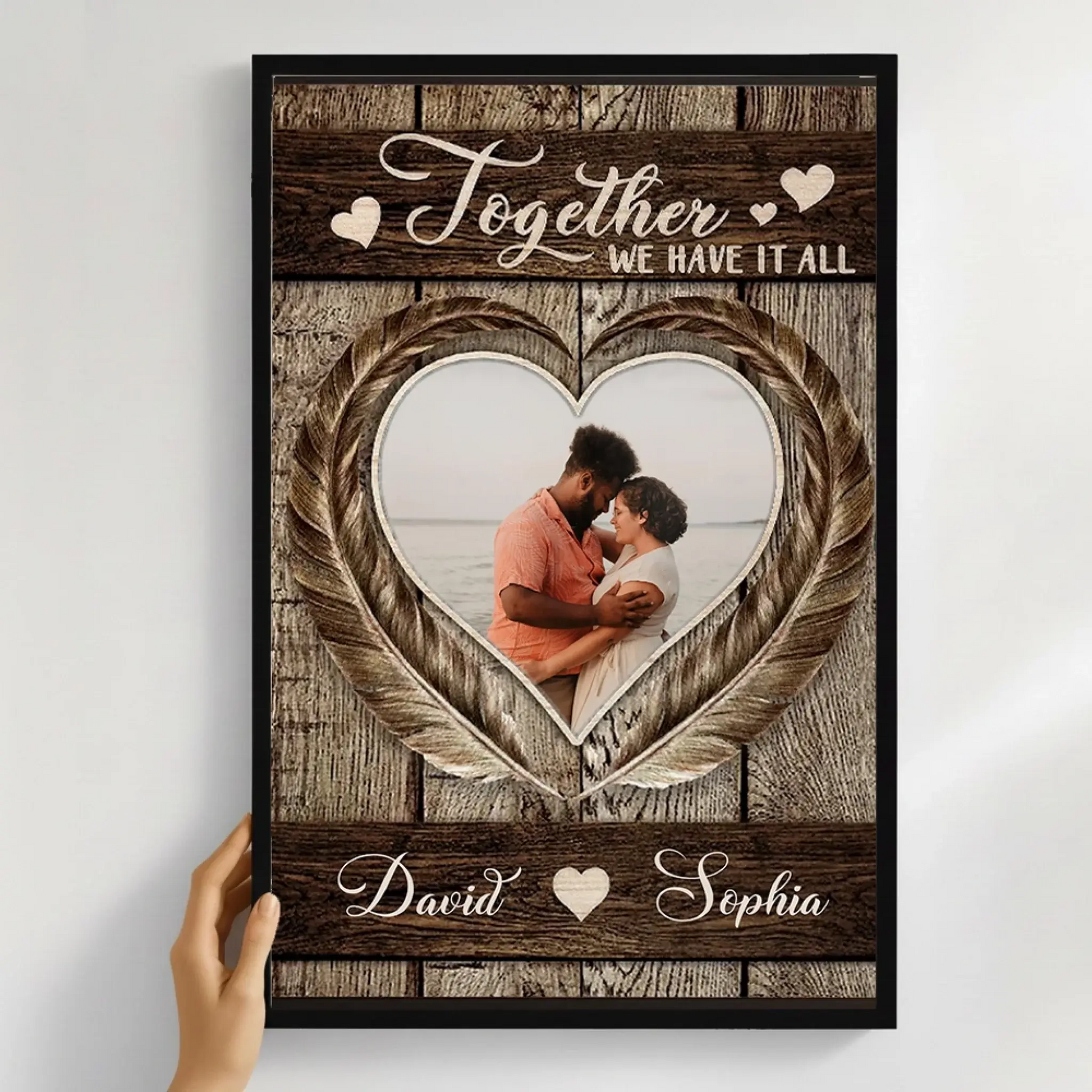 Together We Have It All Photo Upload – Personalized Couple Poster Wall Art Print – Romantic Anniversary & Valentine’s Day Gift for Couples  Ezcustomize