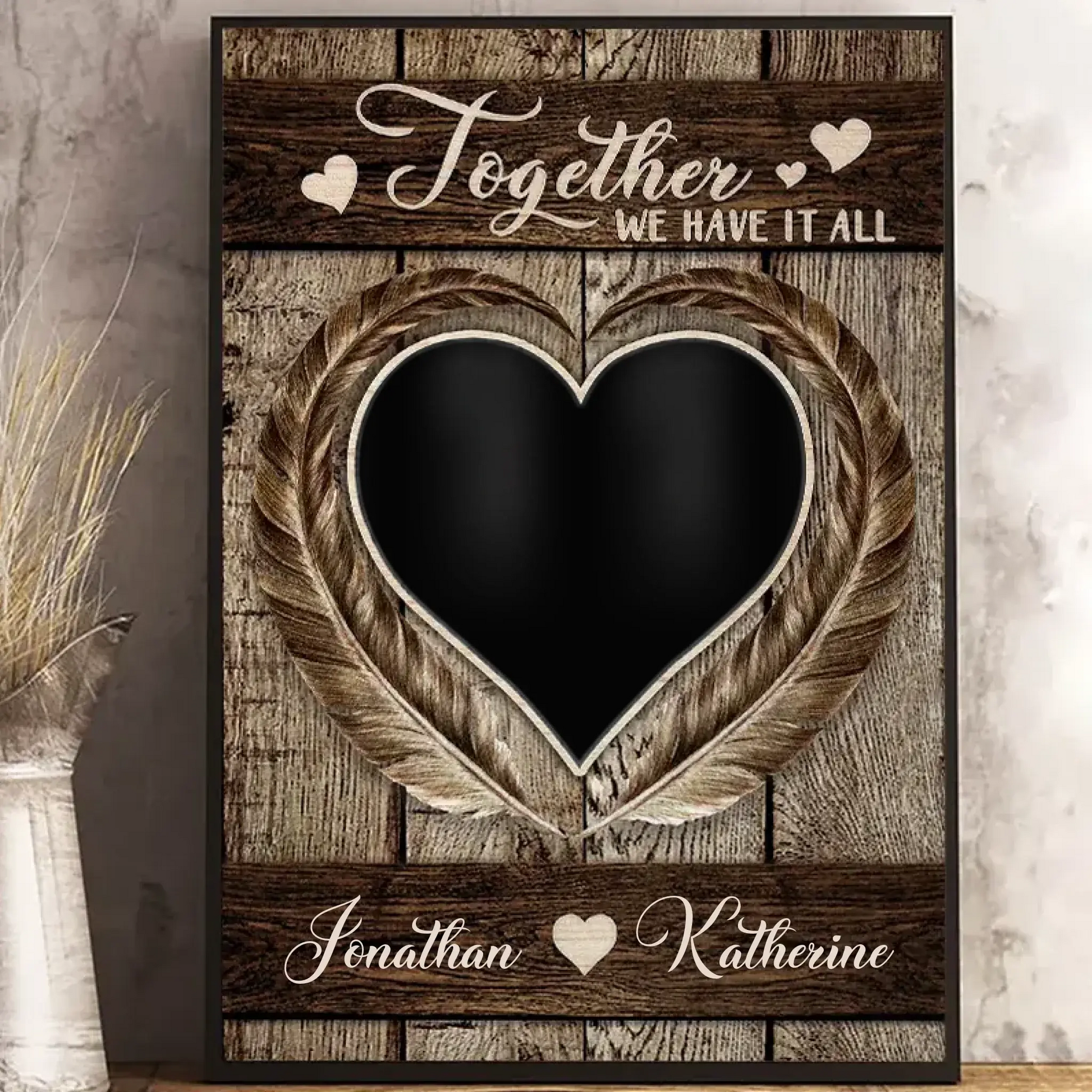 Together We Have It All Photo Upload – Personalized Couple Poster Wall Art Print – Romantic Anniversary & Valentine’s Day Gift for Couples  Ezcustomize