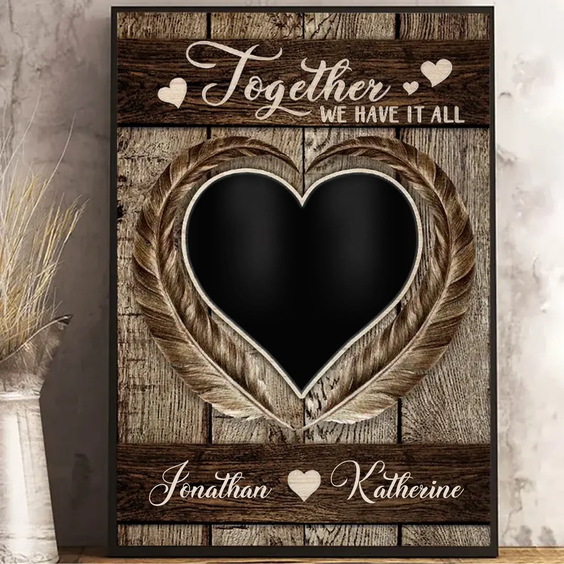 Together We Have It All Photo Upload – Personalized Couple Poster Wall Art Print – Romantic Anniversary & Valentine’s Day Gift for Couples  Ezcustomize