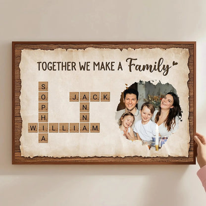 Together We Make A Family - Personalised Crossword Photo Canvas/Poster - Gift for Parents  Ezcustomize