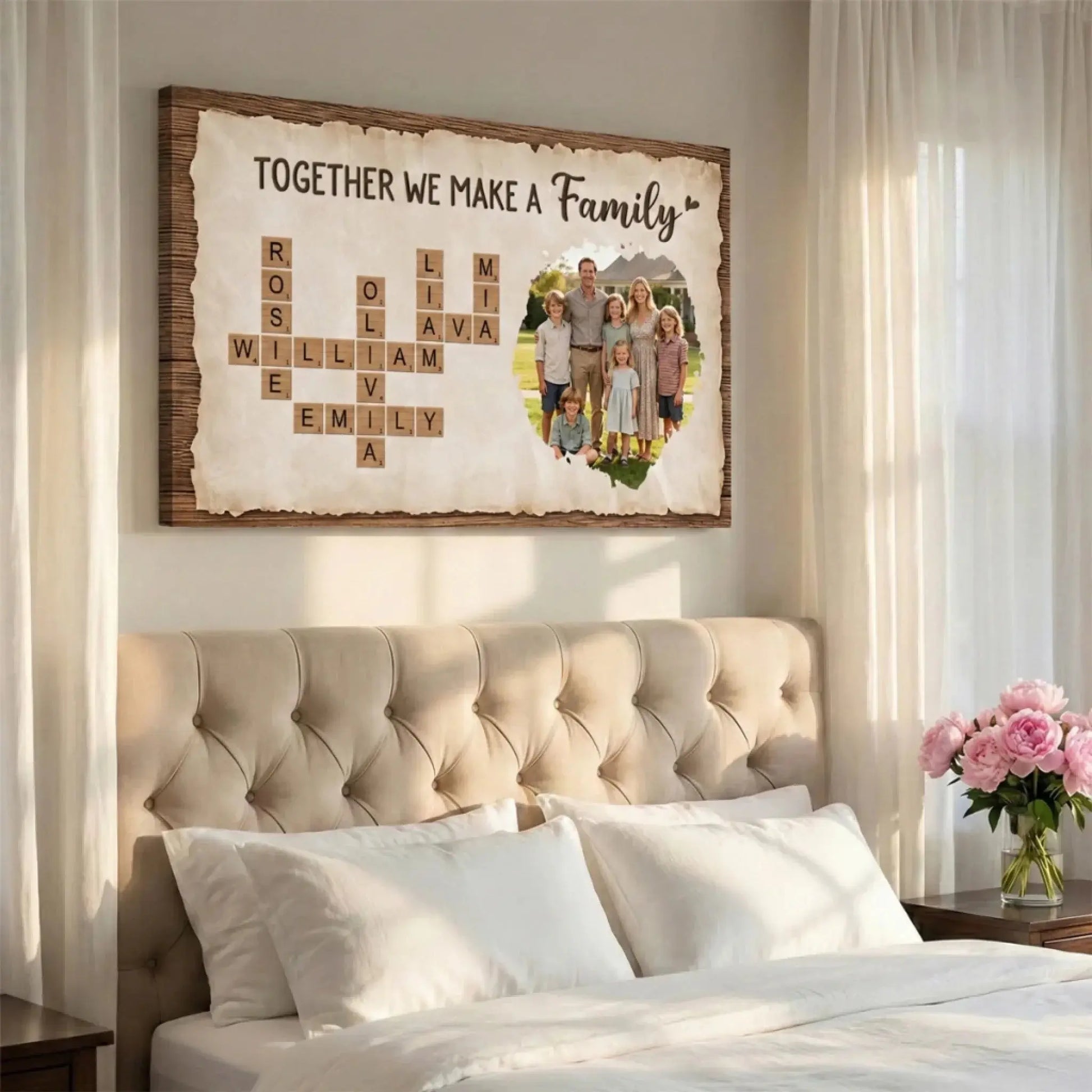 Together We Make A Family - Personalised Crossword Photo Canvas/Poster - Gift for Parents  Ezcustomize