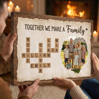 Together We Make A Family - Personalised Crossword Photo Canvas/Poster - Gift for Parents  Ezcustomize