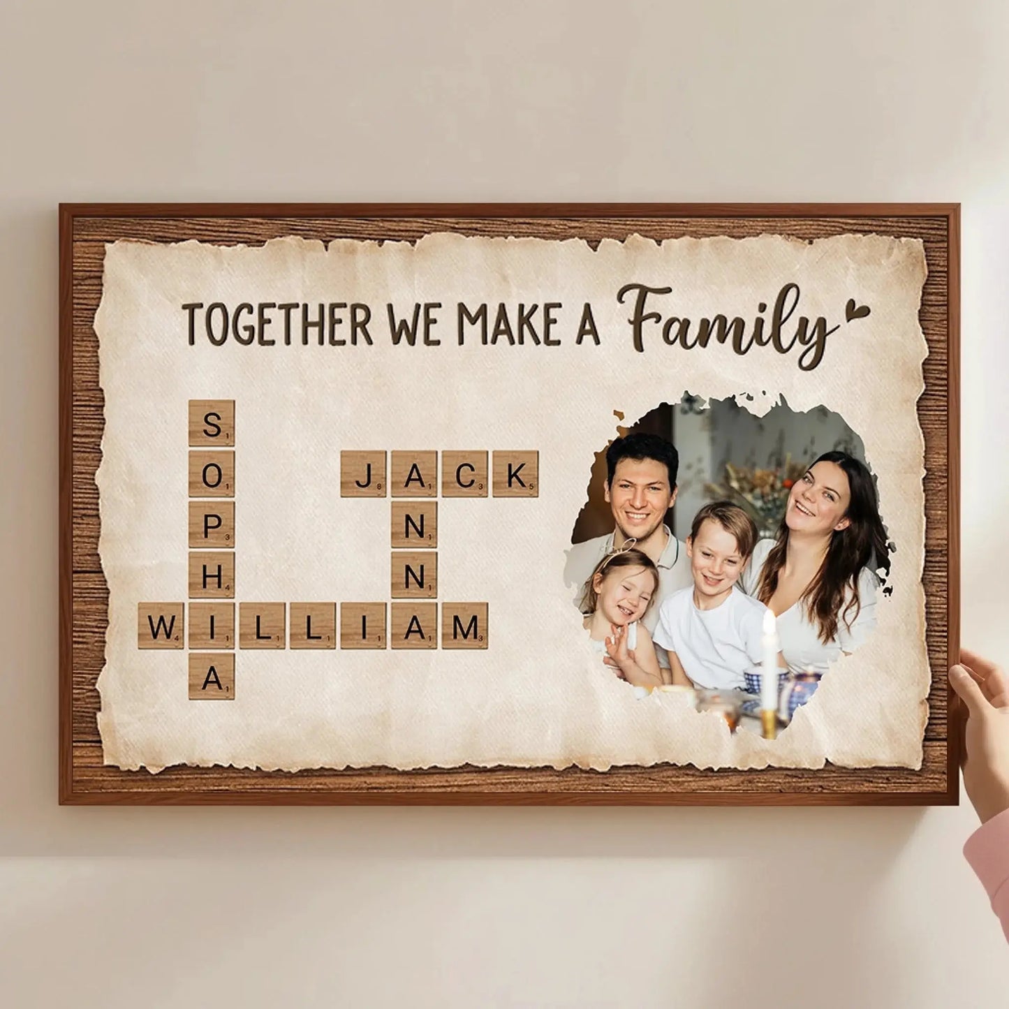 Together We Make A Family - Personalised Crossword Photo Canvas/Poster - Gift for Parents  Ezcustomize